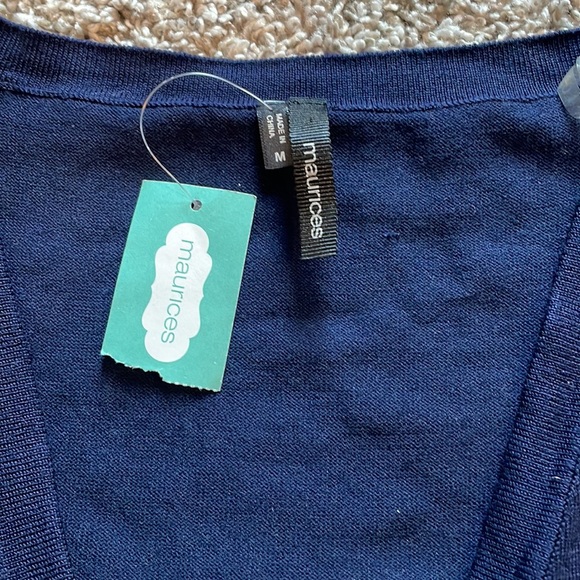 Maurices Medium Navy Blue Cropped Cardigan Sweater (NEW) - Picture 3 of 5